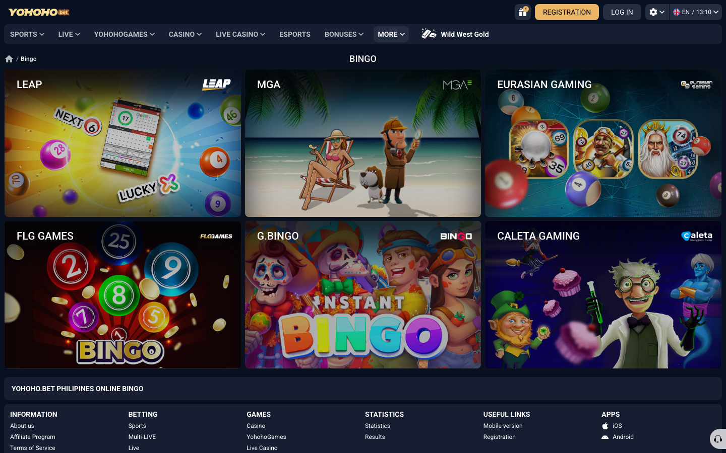 YoHoHo Bet online bingo interface